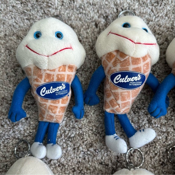 Lot 7 Culvers 1998 Scoopie Keychain 7" Plush Vanilla Ice Cream Cone Vintage - Picture 2 of 13